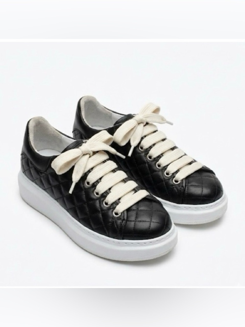 GOCCIA Italy Quilted Black Leather Platform Sneakers 7.5 Luxury Chunky